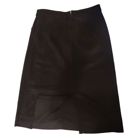 Catherine Malandrino Faux Leather Retro 70s Black Skirt with Pockets Size 8 - Picture 2 of 9